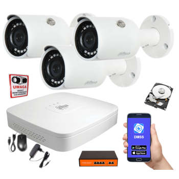 ZESTAW MONITORINGU IP Dahua NVR2104-S3 + 3x IPC-HFW1431S-0280B-S4 4MPX 2.8mm IR30 1TB